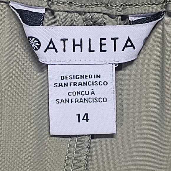 Athleta Pinnacle High Rise Trouser Khaki Wide Leg Flare Pants Women's 14 - Picture 7 of 13